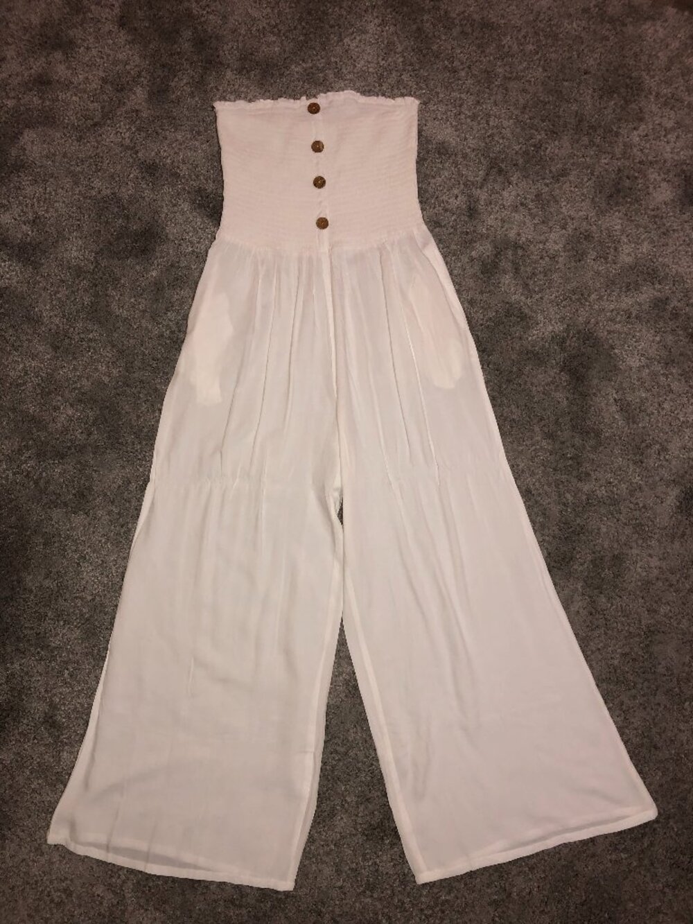 White Cotton Wide Leg Jumpsuit, Size 6, Women's. NEW.